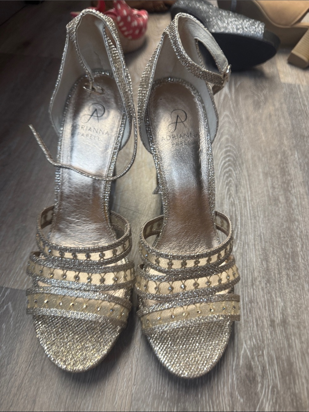 Adrianna Papell Gold Glitter Strappy Dress Sandals size 10M EUR 40 Women's new